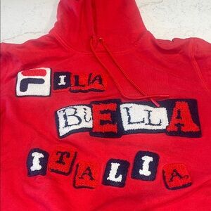Fila Red and Navy Graphic Hoodie